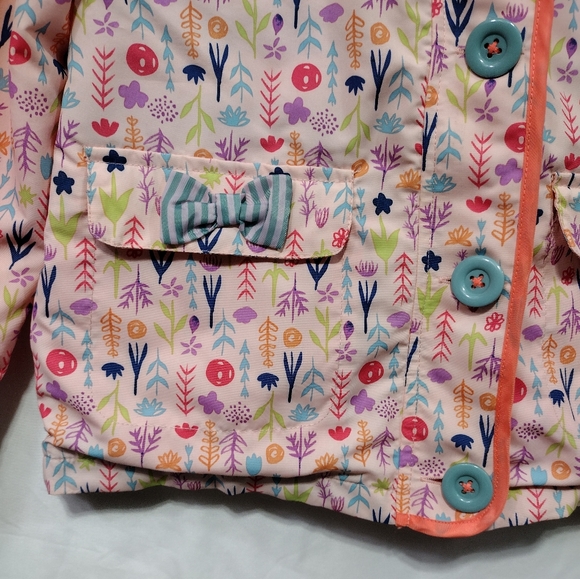 SOLD Matilda Jane Down Came The Rain Coat Girls 6 Pink Floral Hooded - Picture 5 of 10